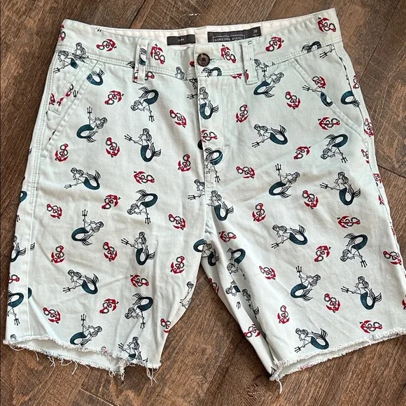 Hawkings McGill cut-off topless mermaid print Men’s chino shorts Size 30 - Picture 1 of 8